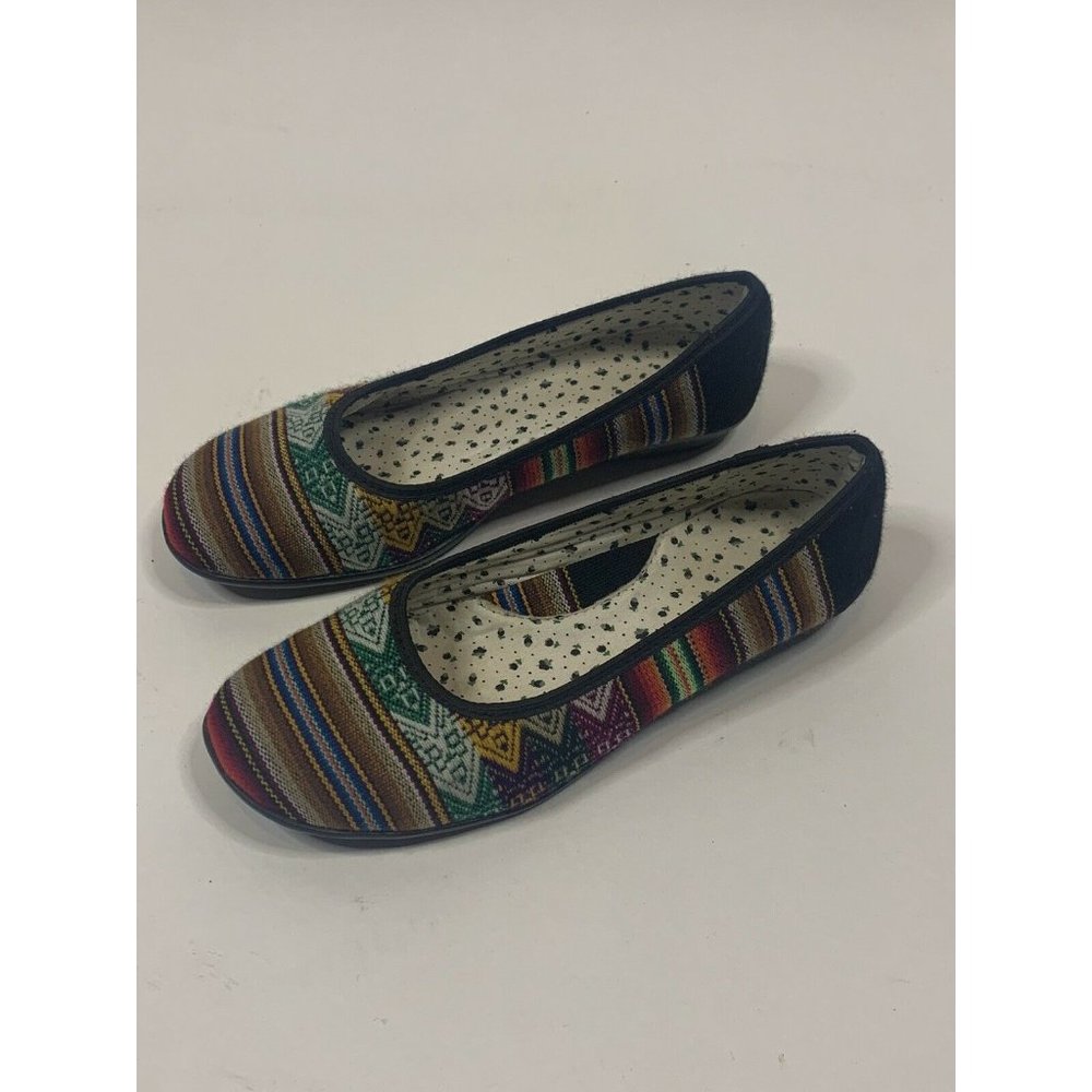 Moleca Sripped Fabric Ballet Flat Shoes